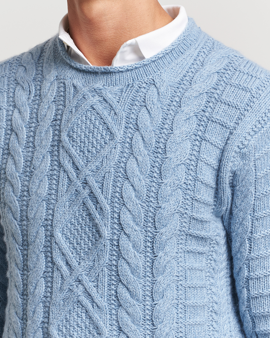 Homme | Pulls Et Tricots | Polo Ralph Lauren | Cotton Aran Knitted Sweater Light Chambray Heather