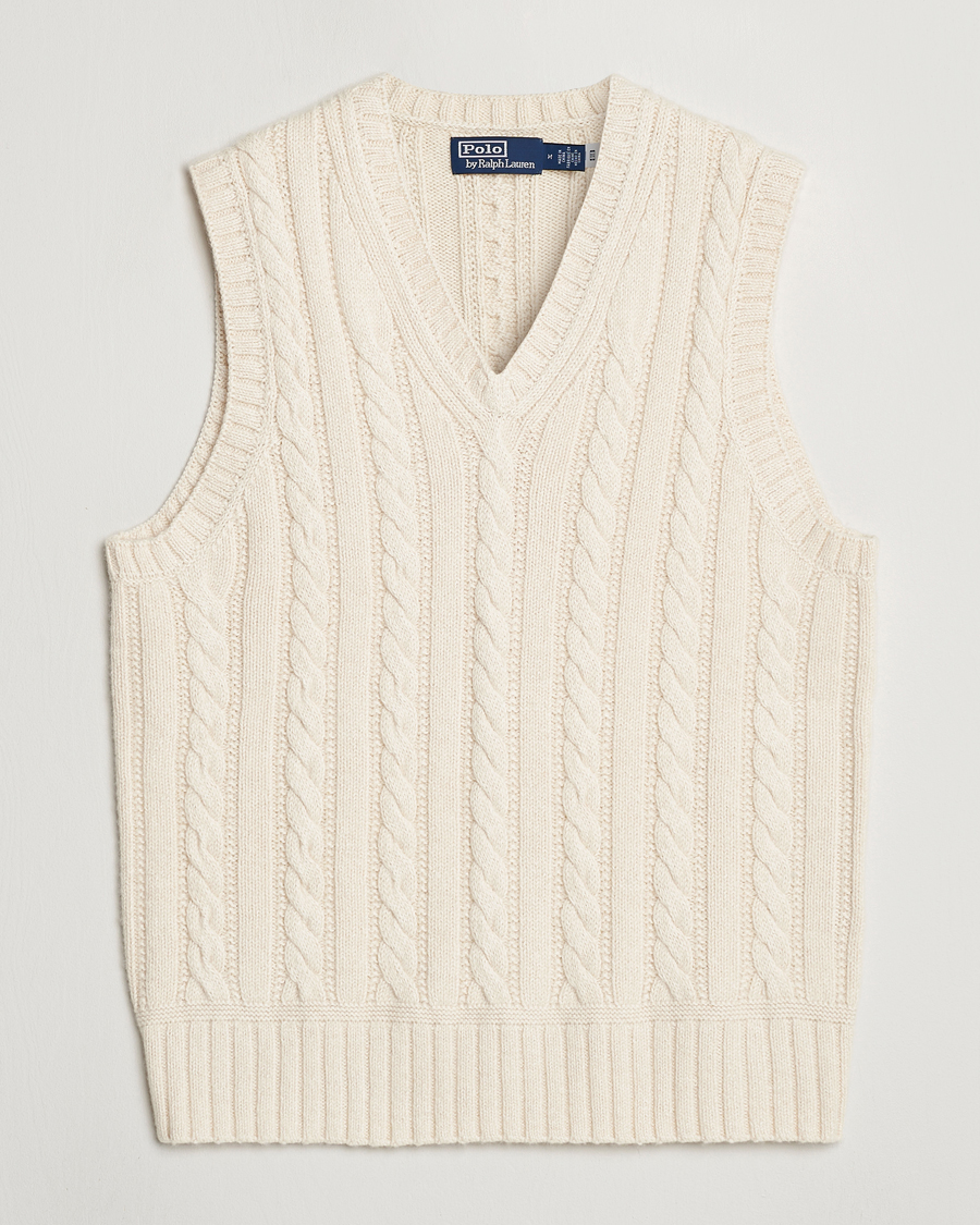 Homme | Pulls Et Tricots | Polo Ralph Lauren | Cotton Aran Knitted Vest Cream