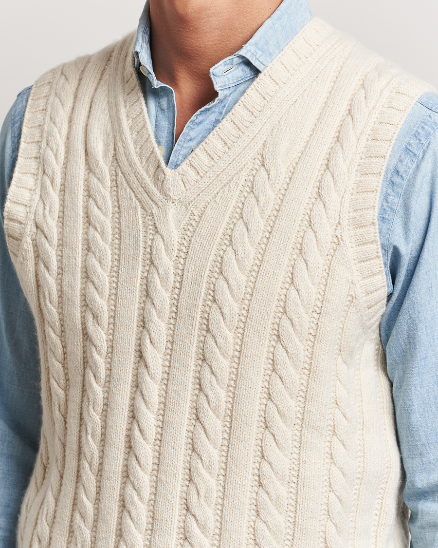 Homme | Pulls Et Tricots | Polo Ralph Lauren | Cotton Aran Knitted Vest Cream
