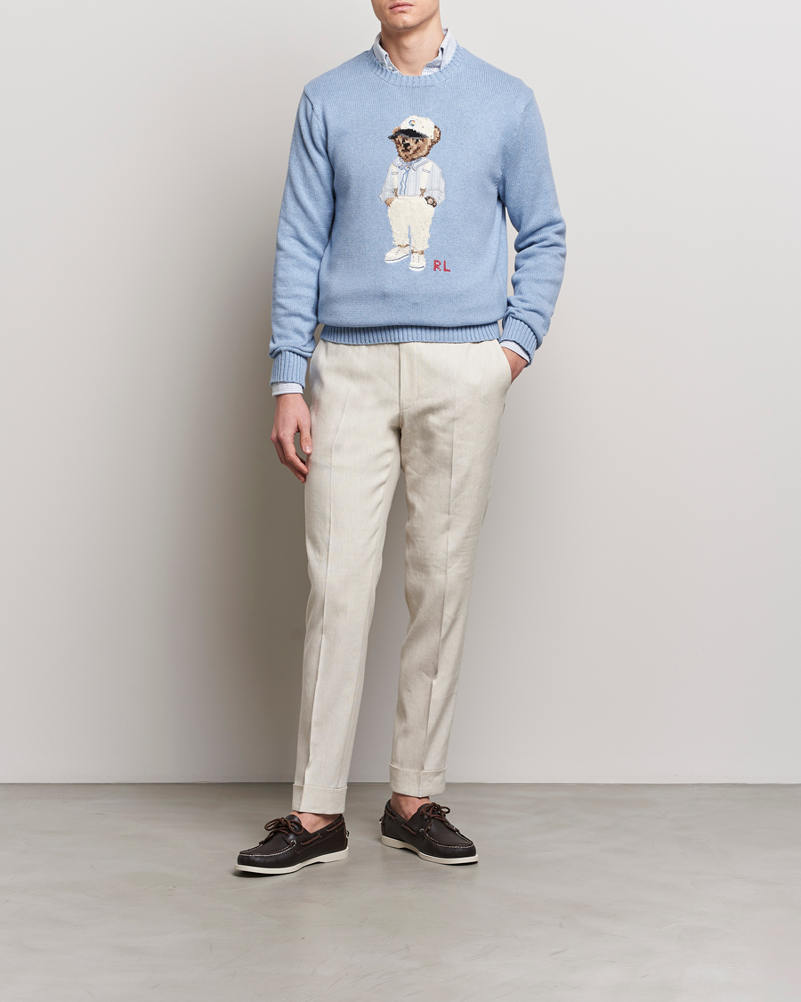 Homme | Pulls Et Tricots | Polo Ralph Lauren | Knitted Hemingway Bear Sweater Driftwood Blue