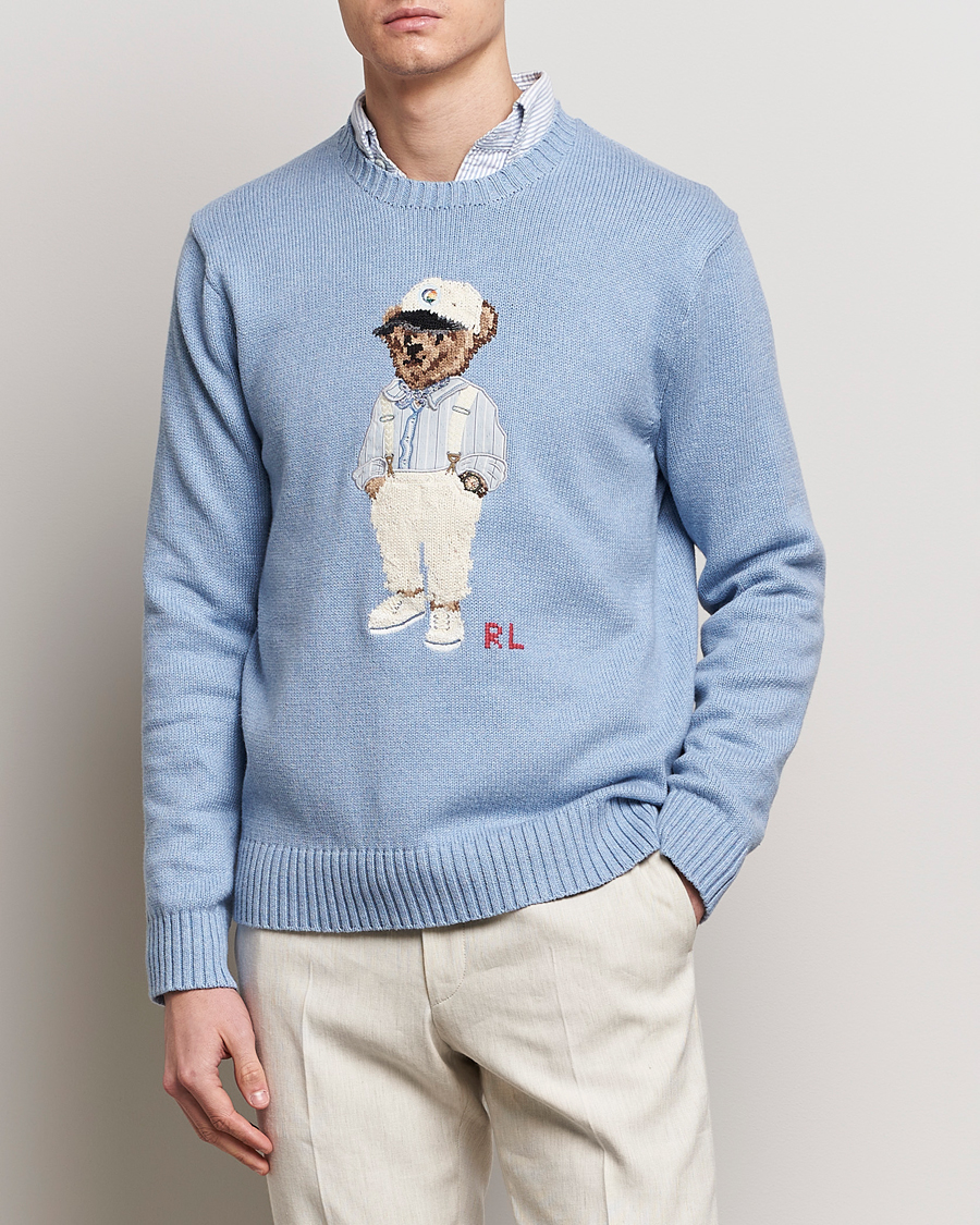 Homme | Pulls Et Tricots | Polo Ralph Lauren | Knitted Hemingway Bear Sweater Driftwood Blue