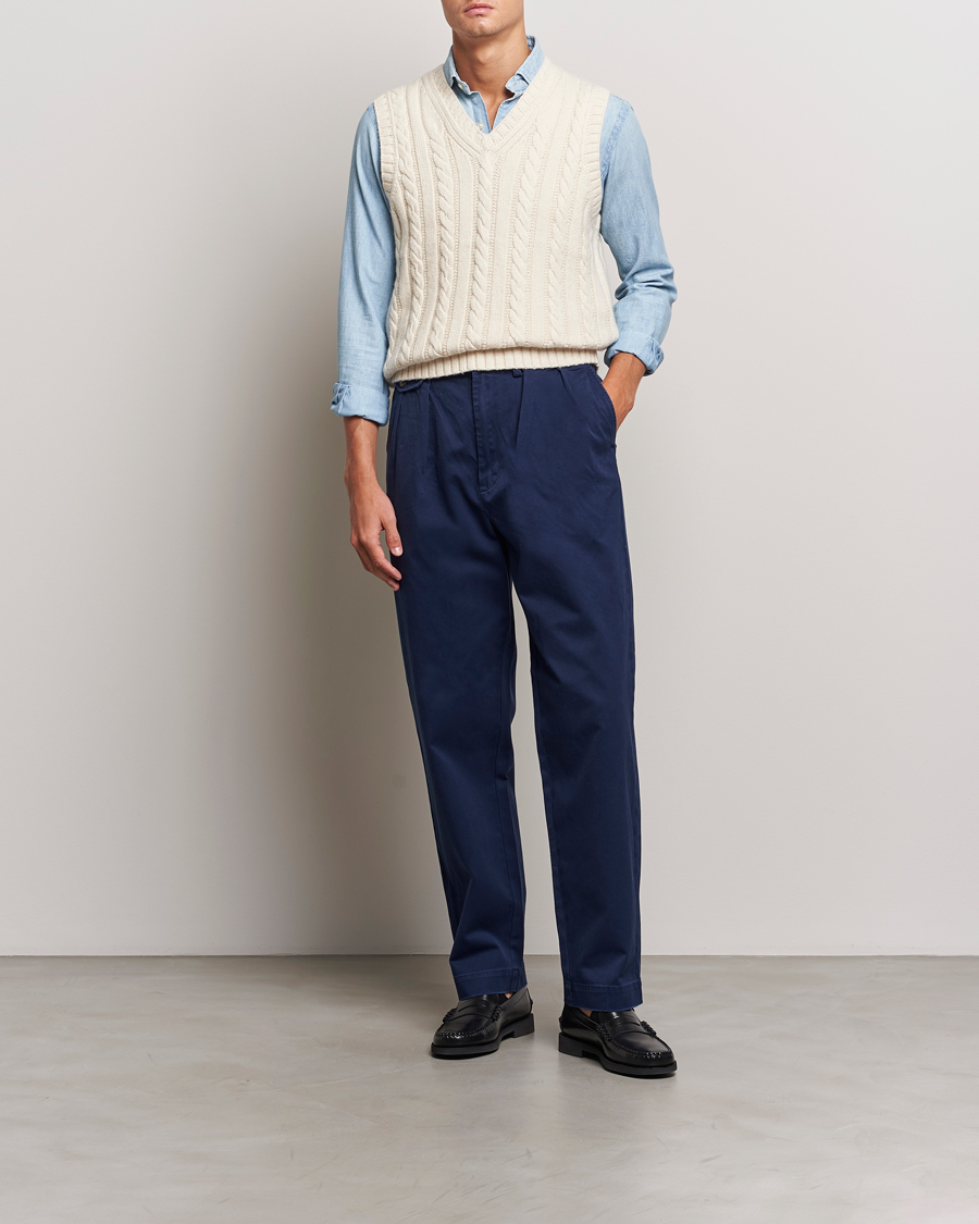 Homme | Pantalons | Polo Ralph Lauren | Rustic Twill Pleated Worker Trousers Newport Navy