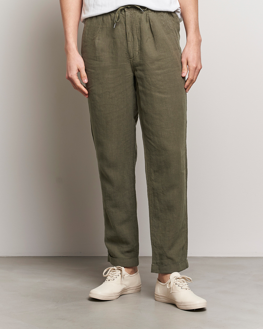 Men | Trousers | Polo Ralph Lauren | Prepster Linen Trousers Thermal Green