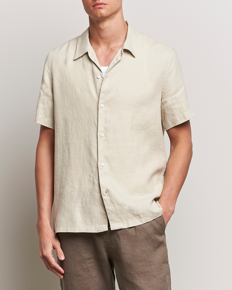 Homme | Chemises À Manches Courtes | Samsøe Samsøe | Saavan Linen Short Sleeve Shirt Castle Wall