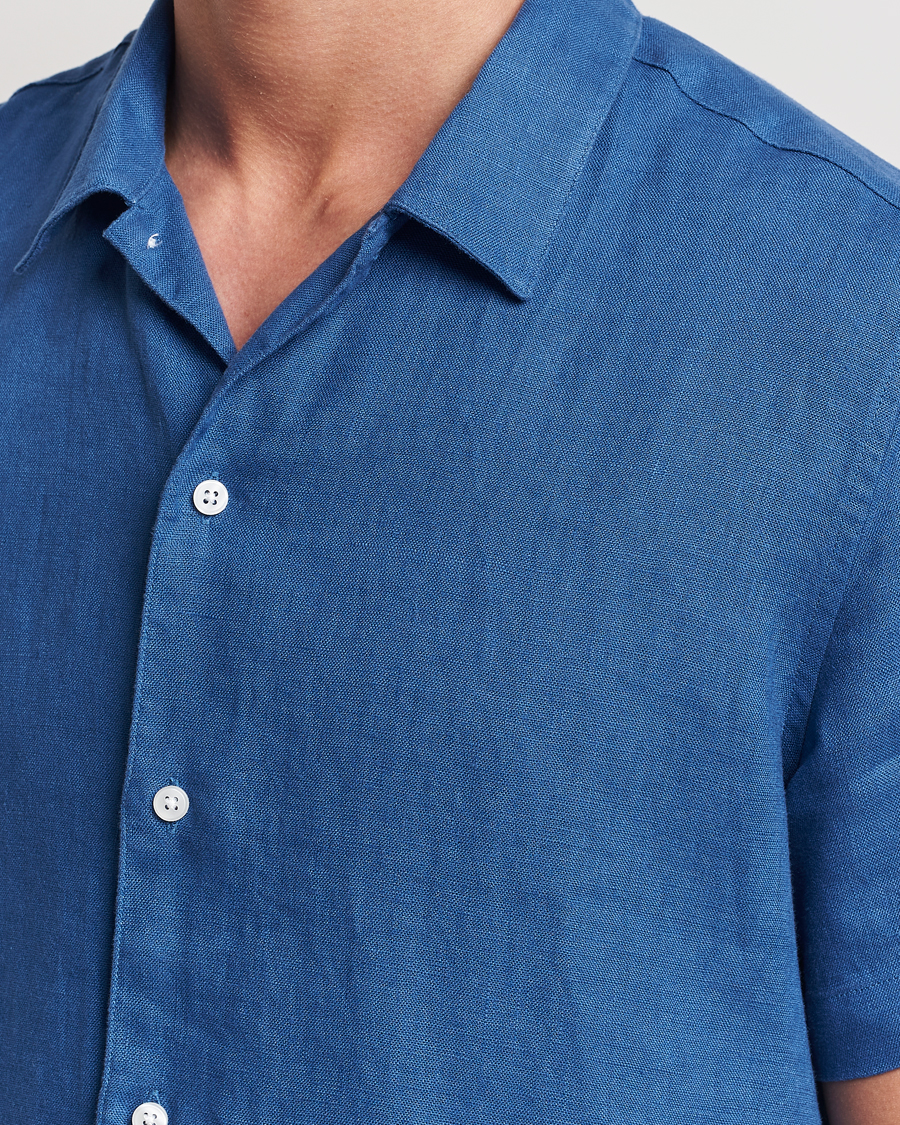 Homme | Chemises | Samsøe Samsøe | Saavan Linen Short Sleeve Shirt Déja Vu Blue