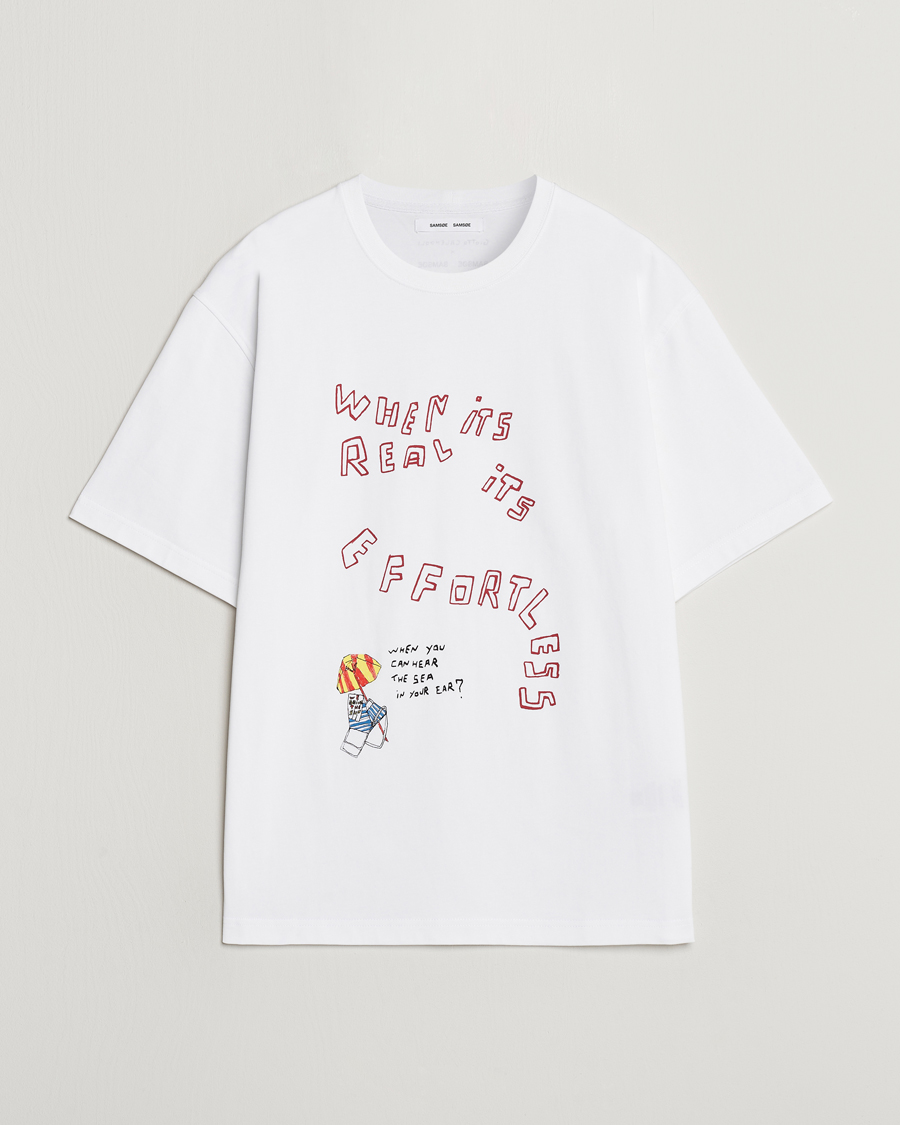 Homme | T-shirts | Samsøe Samsøe | Sagiotto Printed Crew Neck T-Shirt White Effortless
