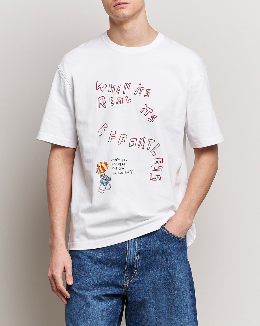 Homme | T-shirts | Samsøe Samsøe | Sagiotto Printed Crew Neck T-Shirt White Effortless
