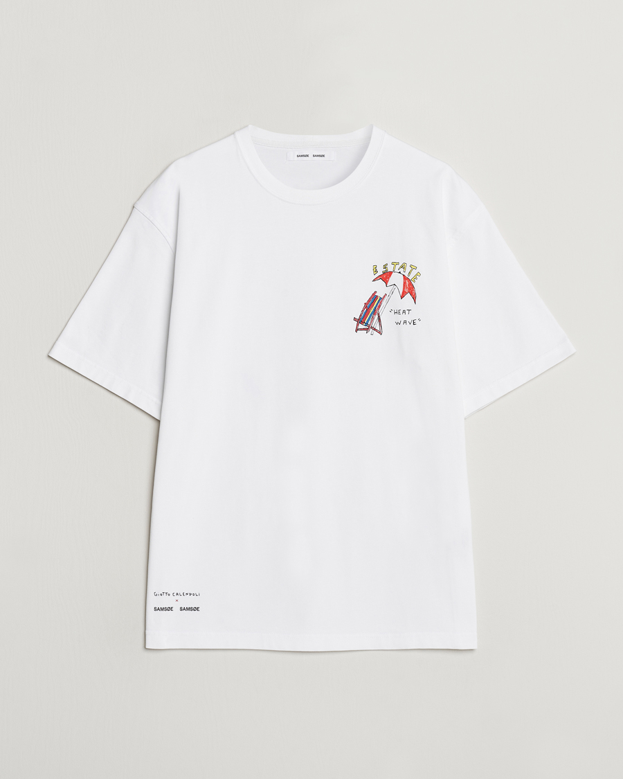 Homme | T-shirts | Samsøe Samsøe | Sagiotto Printed Crew Neck T-Shirt White Estate