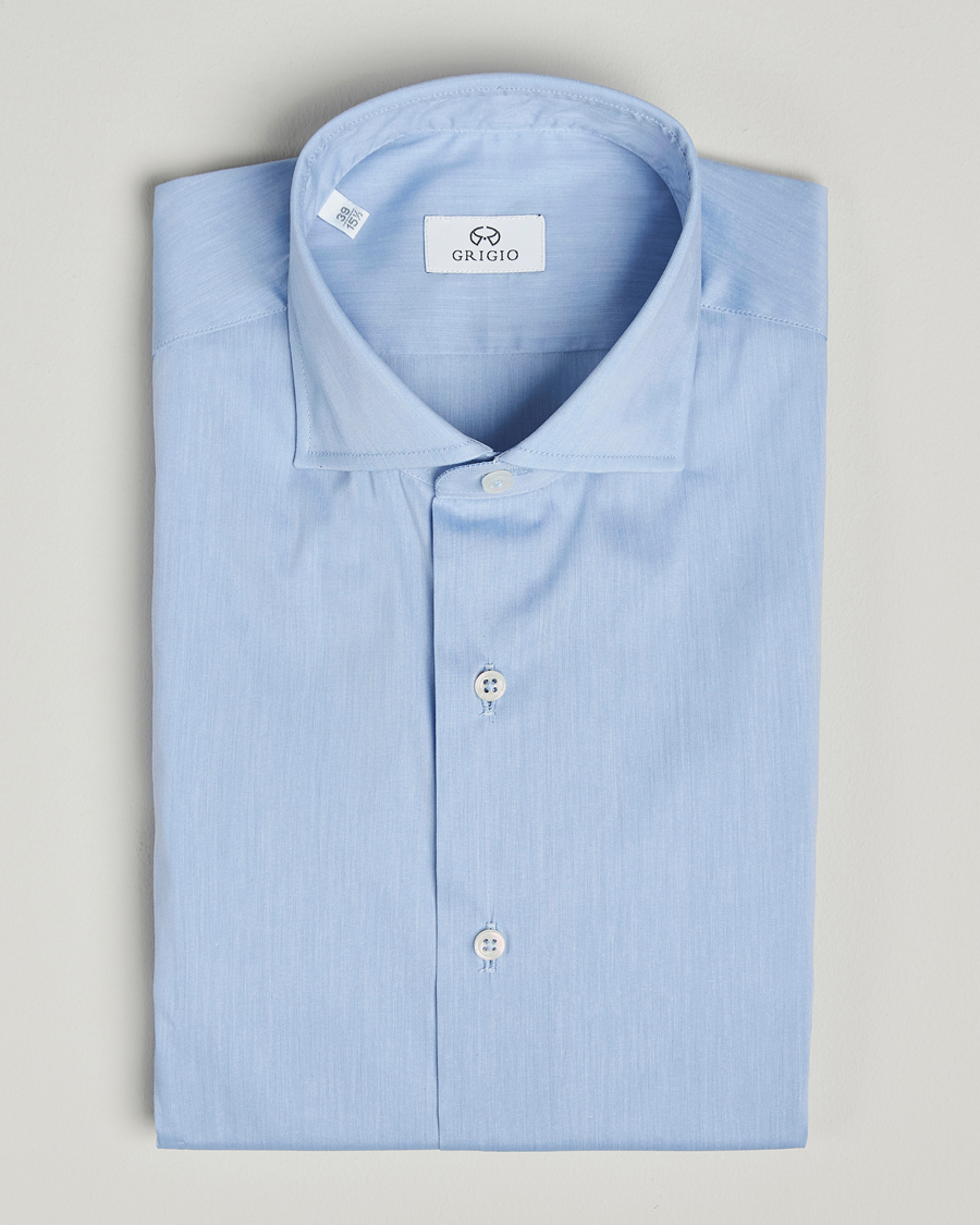 Homme | Chemises | Grigio | Stretch Popeline Dress Shirt Light Blue
