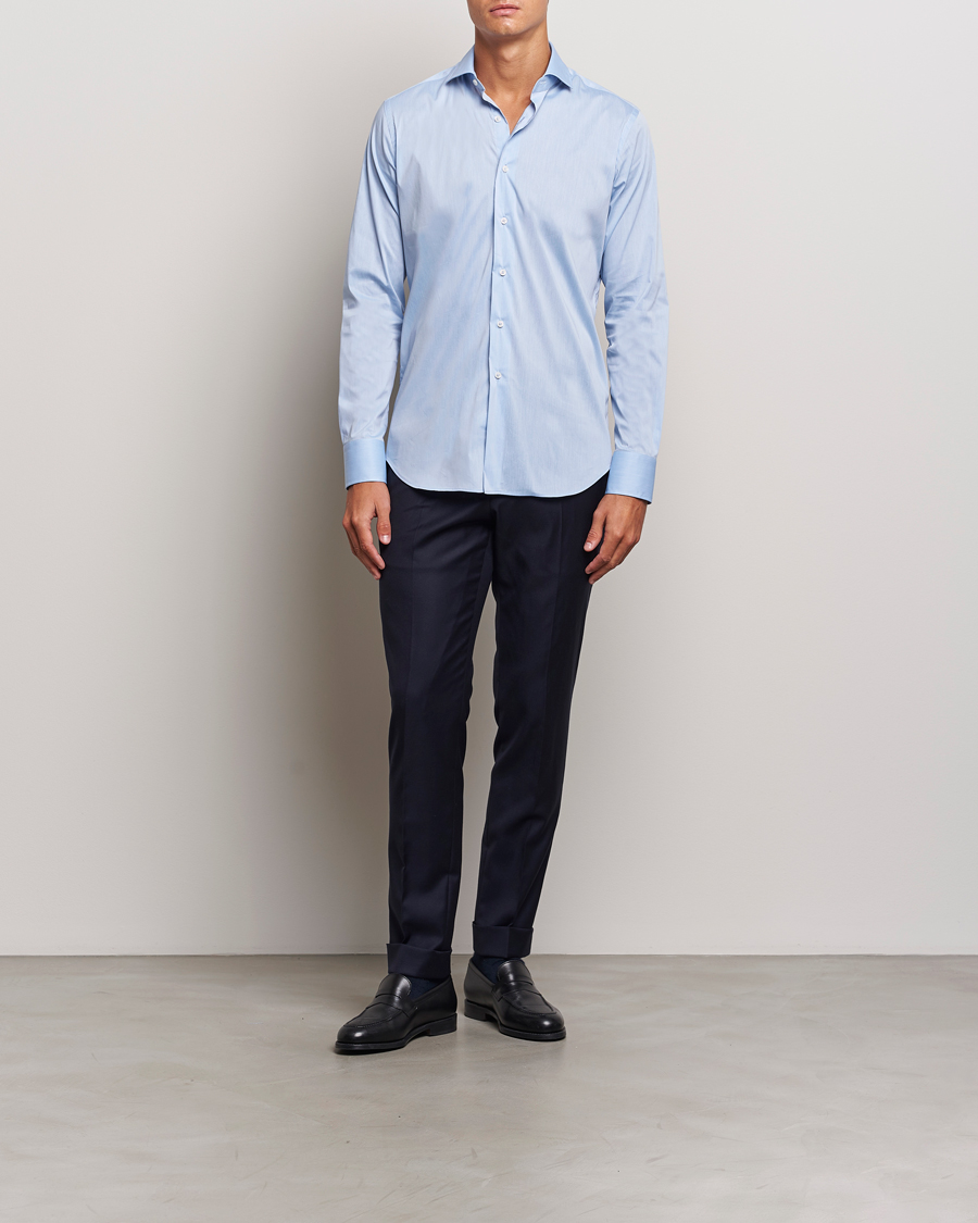 Homme | Chemises | Grigio | Stretch Popeline Dress Shirt Light Blue