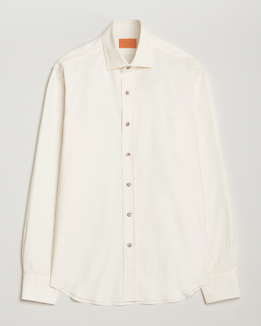 Homme | Chemises | Grigio | Cotton Twill Shirt Off White