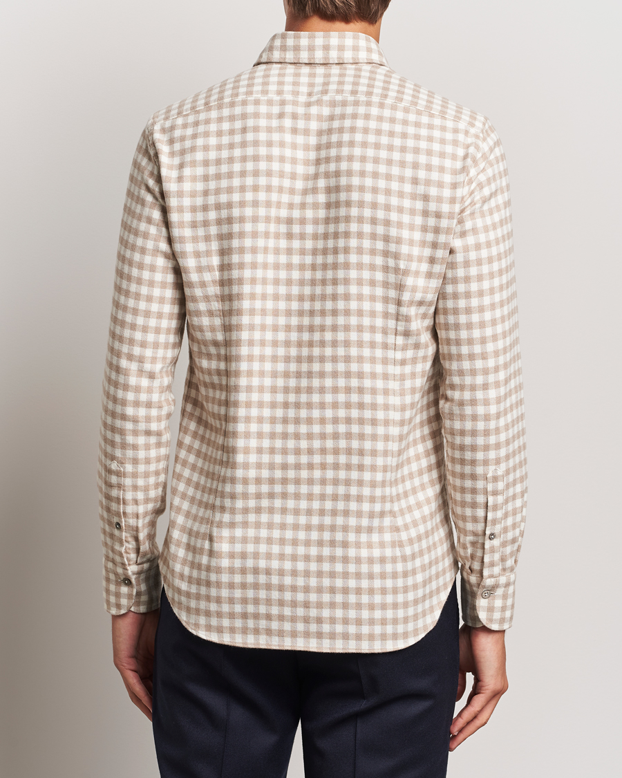 Homme | Chemises | Grigio | Washed Flannel Shirt Beige Check