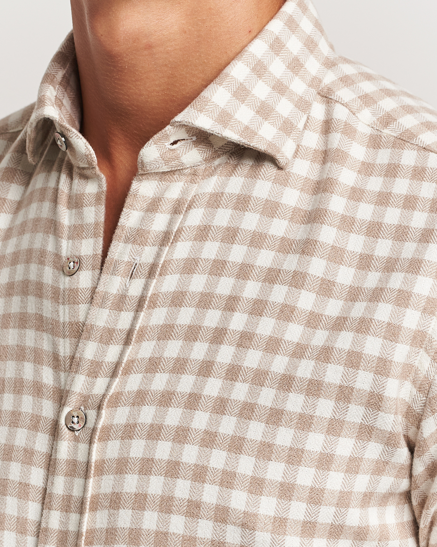 Homme | Chemises | Grigio | Washed Flannel Shirt Beige Check