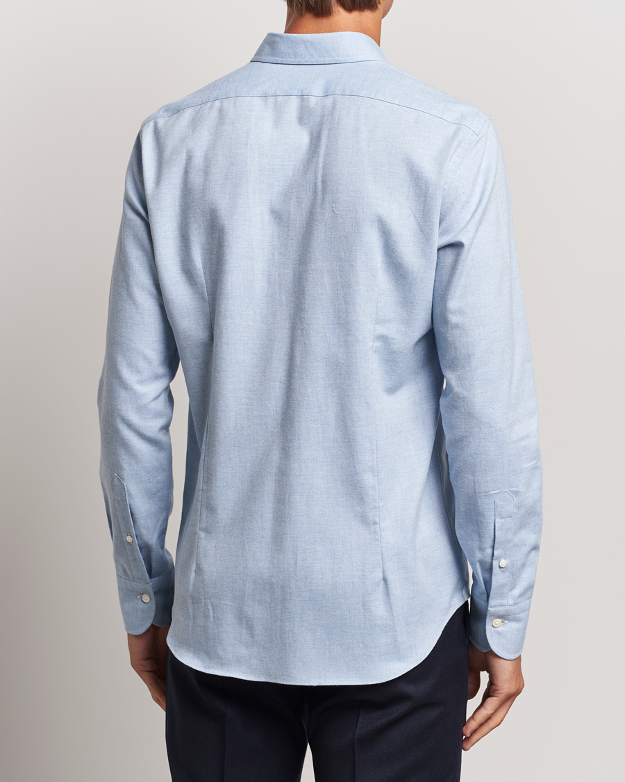 Homme | Chemises | Grigio | Washed Flannel Shirt Light Blue
