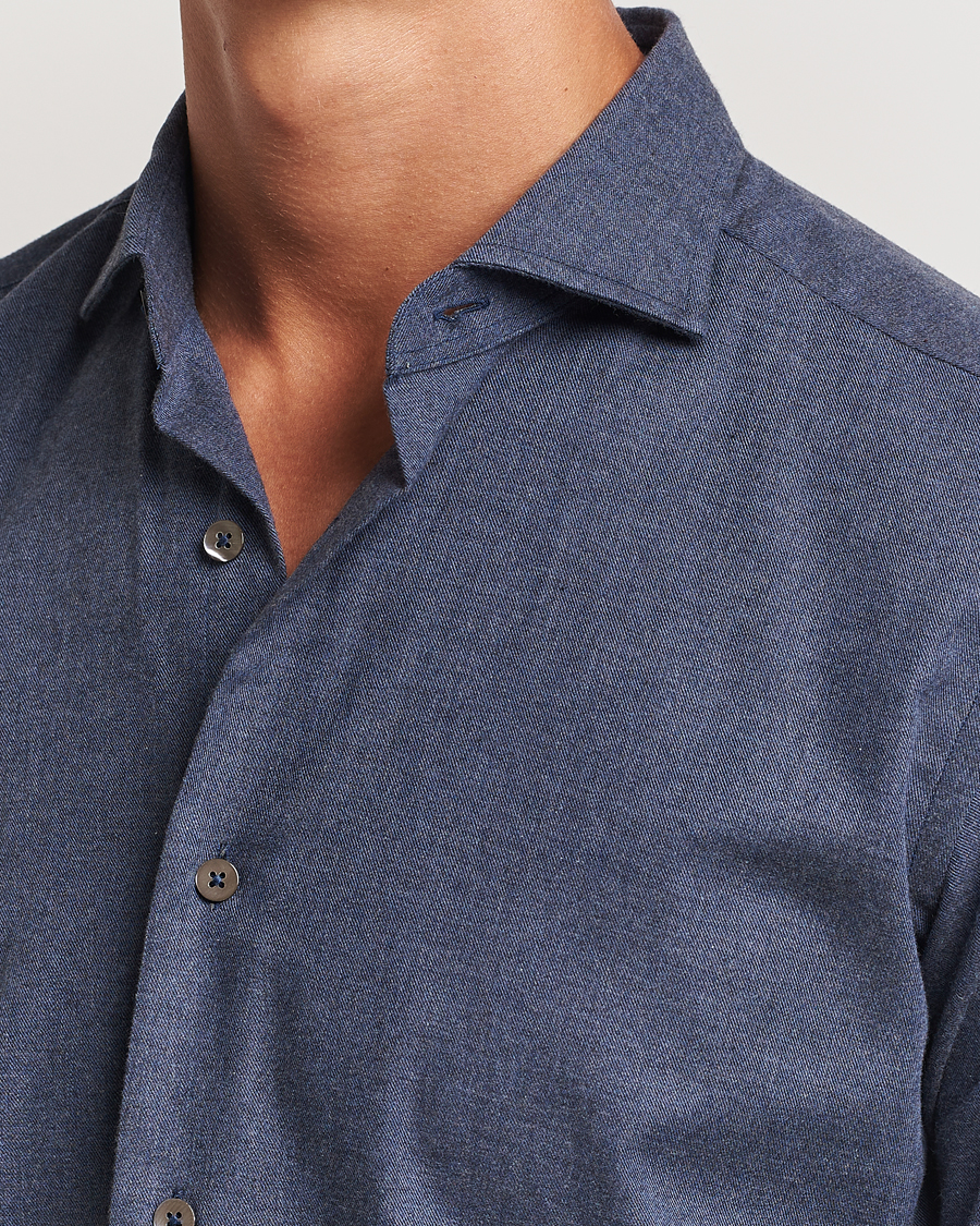Homme | Chemises | Grigio | Washed Flannel Shirt Navy