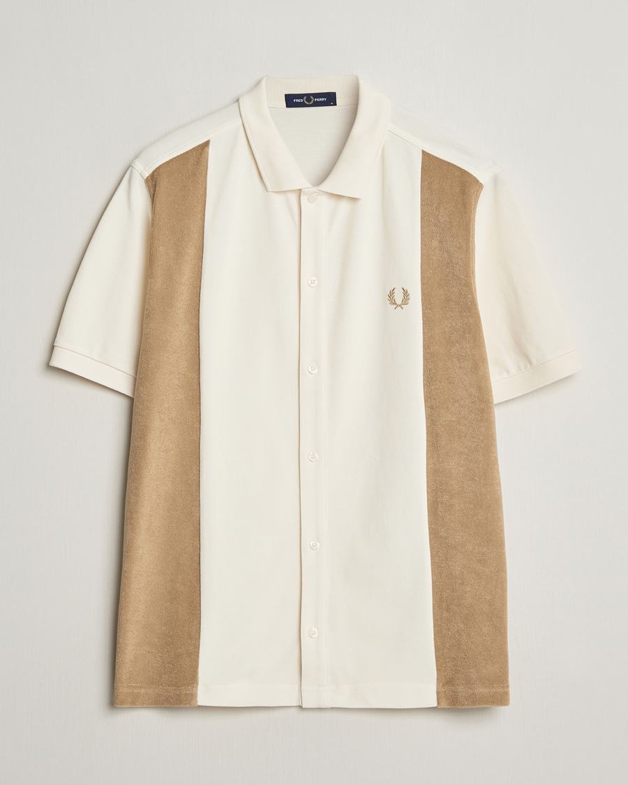 Homme | Chemises | Fred Perry | Towelling Panel Polo Short Sleeve Shirt Ecru