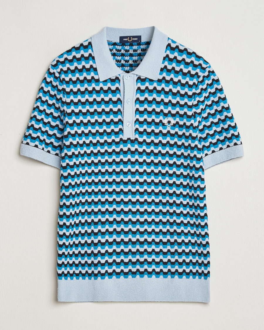 Homme | Polos | Fred Perry | Bouclé Jacquard Knitted Polo Light Smoke