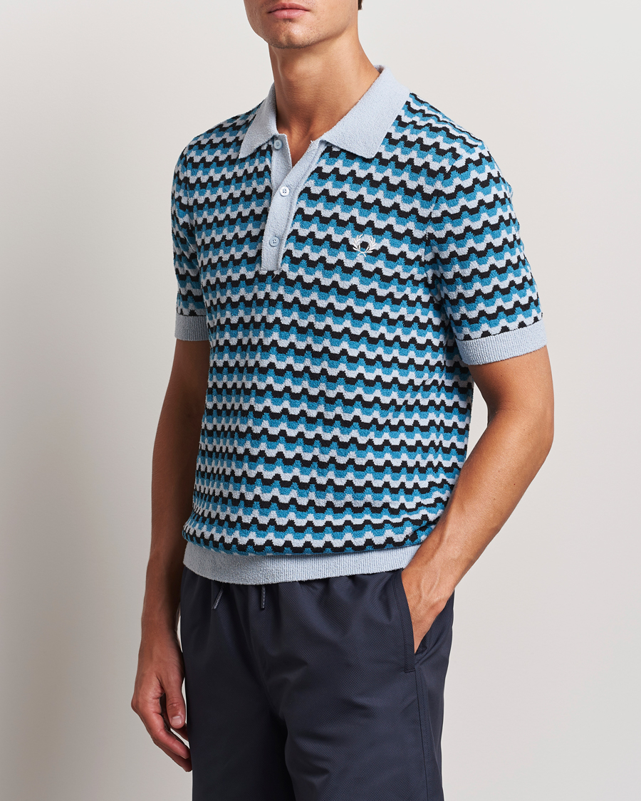 Homme | Polos | Fred Perry | Bouclé Jacquard Knitted Polo Light Smoke