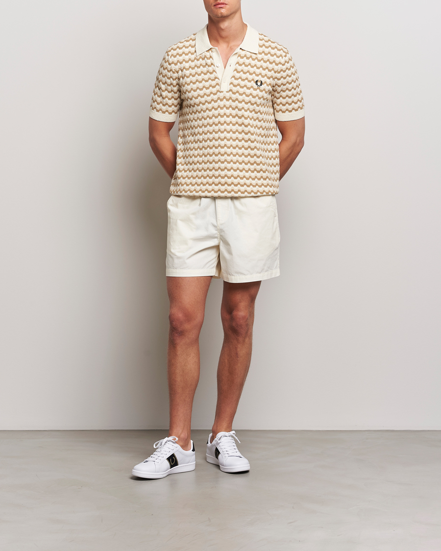Homme | Polos | Fred Perry | Bouclé Jacquard Knitted Polo Ecru