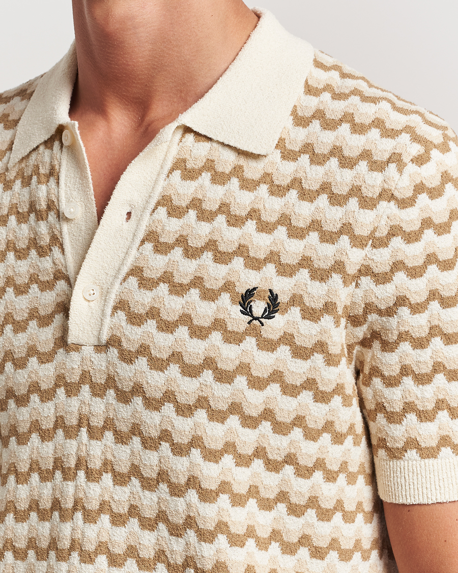 Homme | Polos | Fred Perry | Bouclé Jacquard Knitted Polo Ecru
