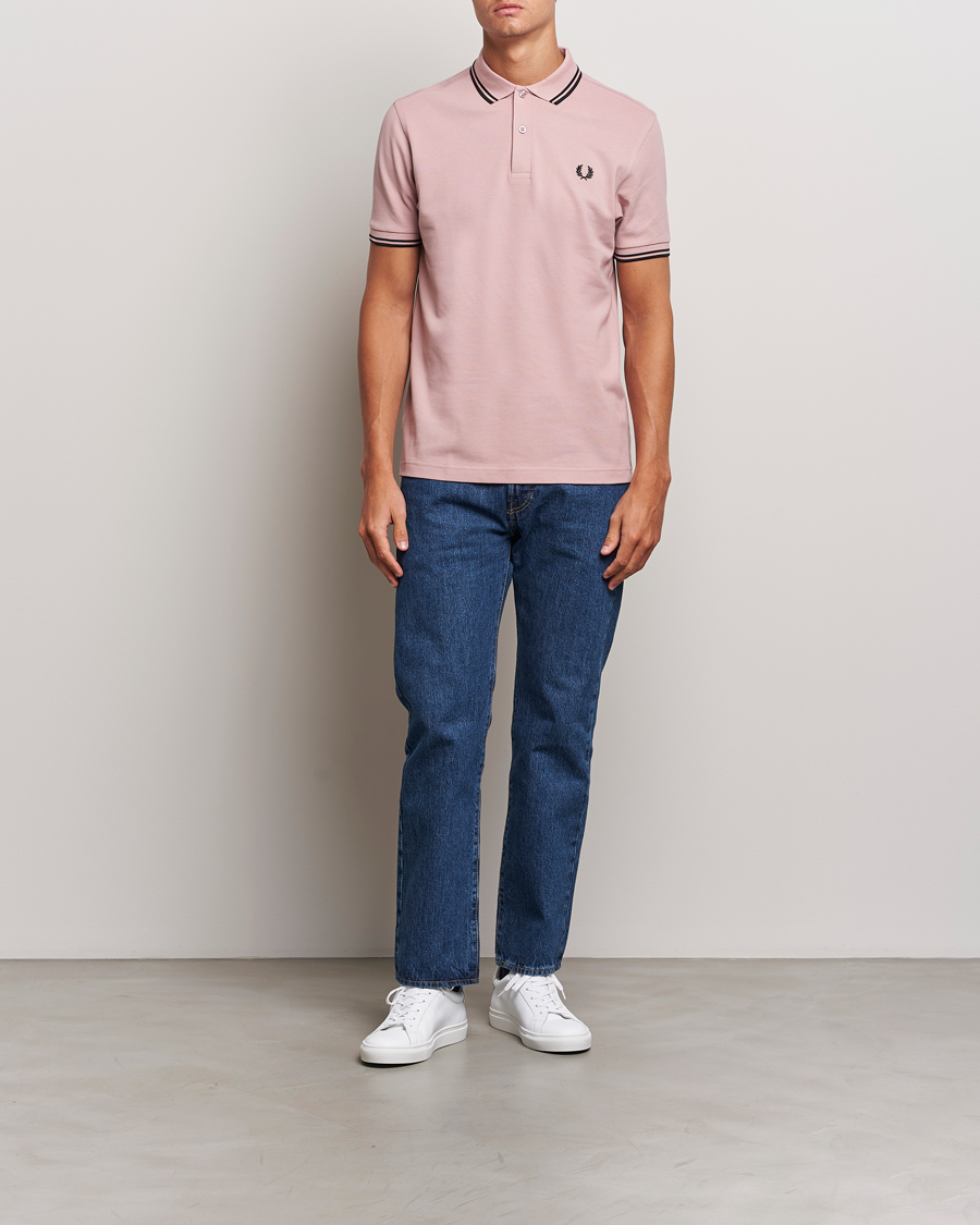 Homme | Polos | Fred Perry | Twin Tipped Polo Shirt Dusty Rose Pink