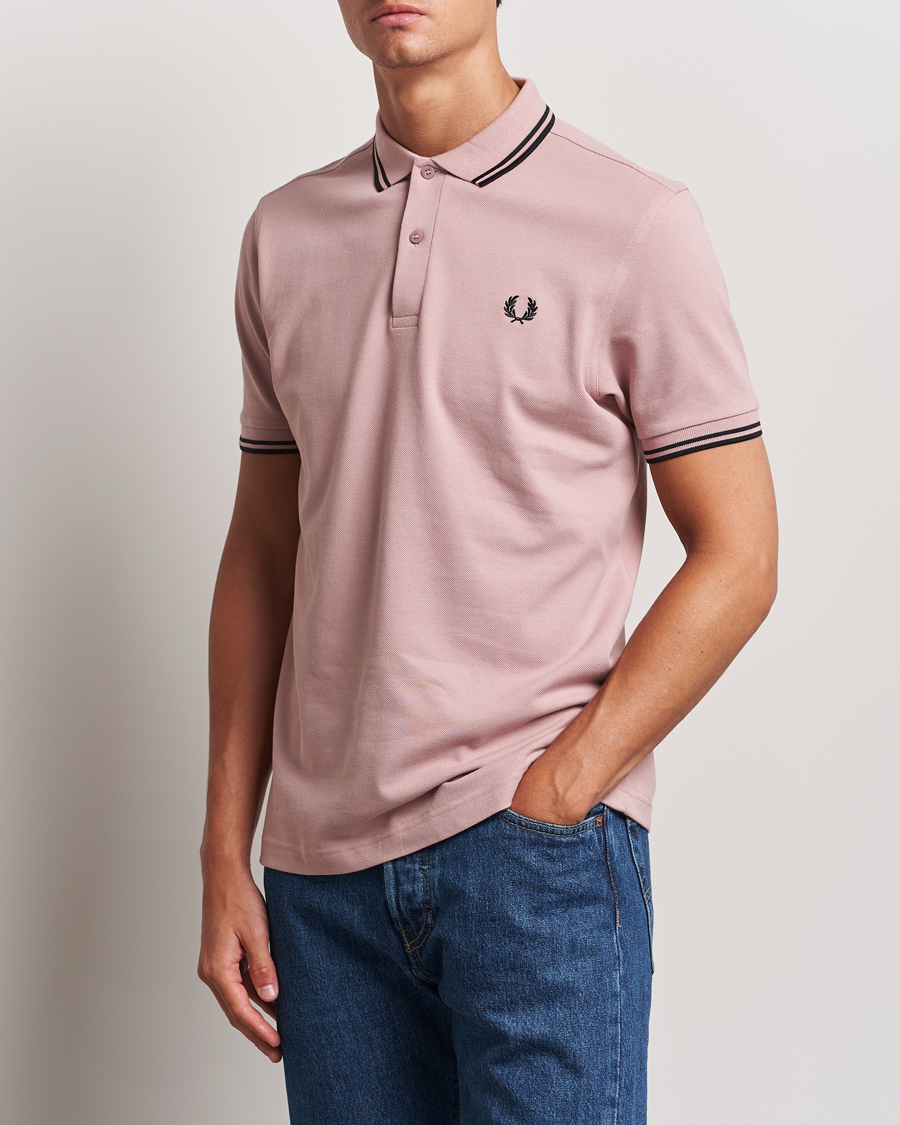 Homme | Polos | Fred Perry | Twin Tipped Polo Shirt Dusty Rose Pink