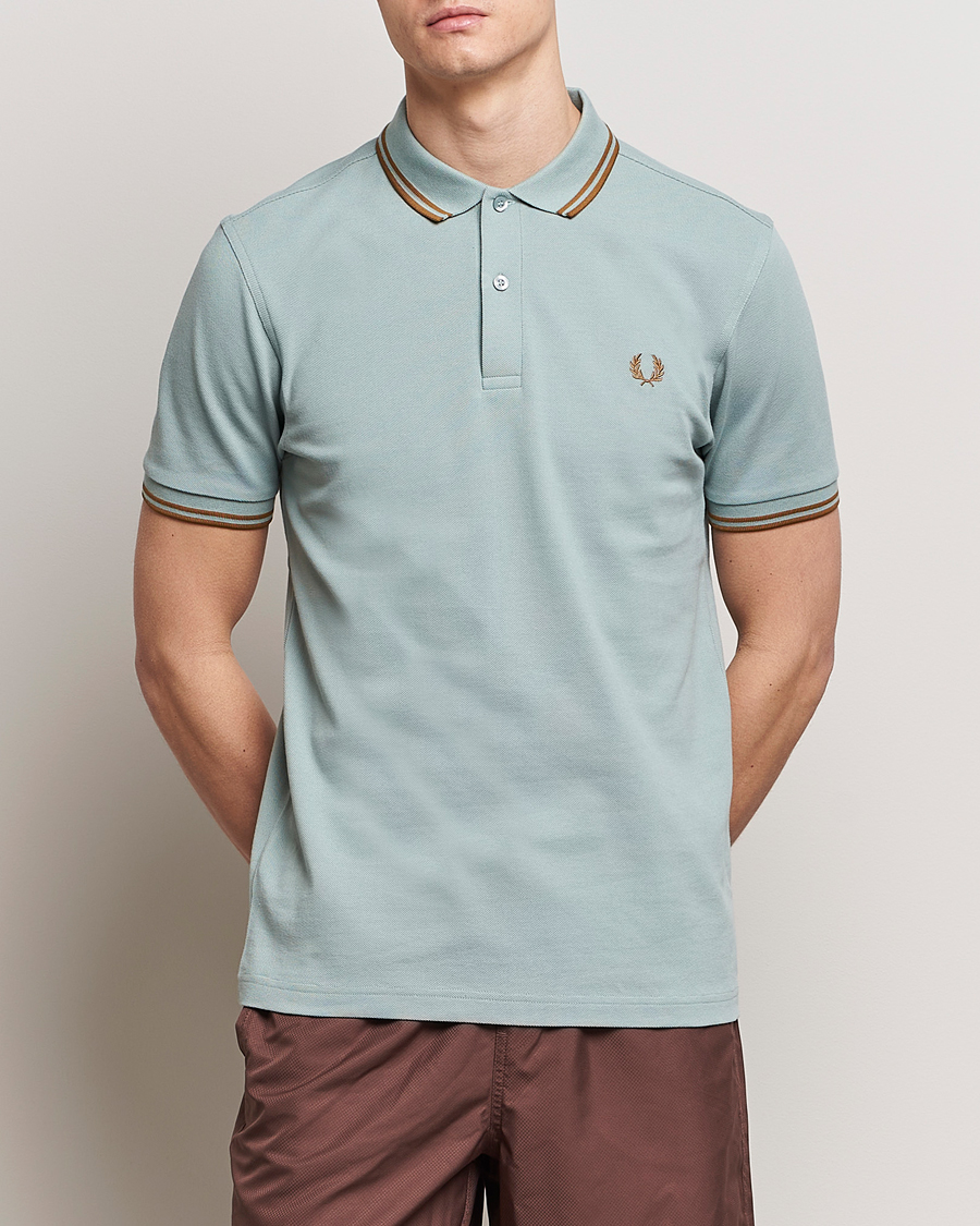 Homme |  | Fred Perry | Twin Tipped Polo Shirt Silver Blue