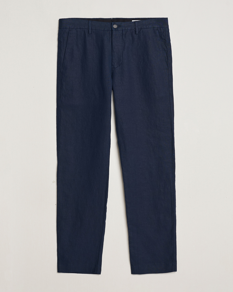 Homme | Pantalons | NN07 | Theo Linen Trousers Navy Blue