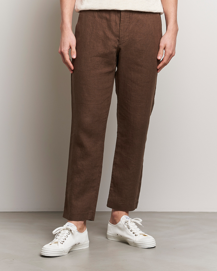 Men | NN07 | NN07 | Theo Linen Trousers Cocoa Brown