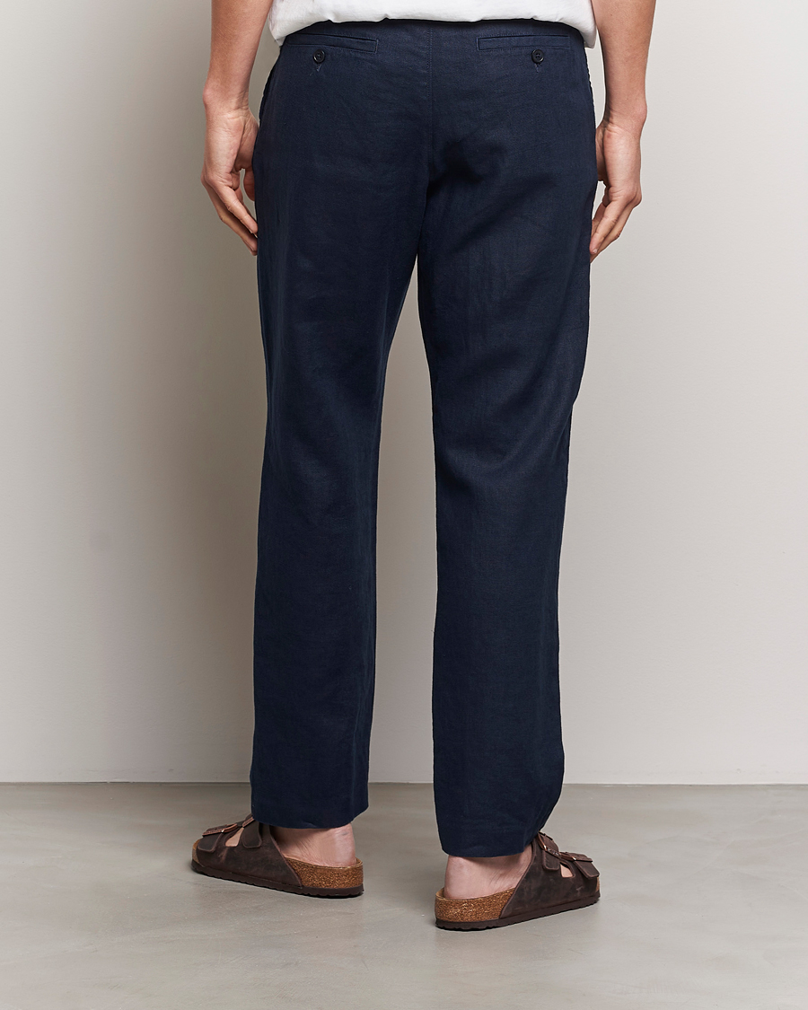 Homme | Pantalons | NN07 | Bill Pleated Linen Trousers Navy Blue