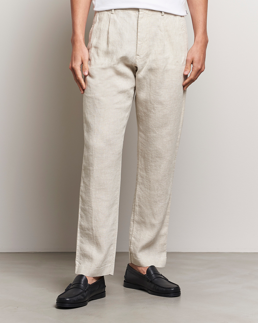 Herr | NN07 | NN07 | Bill Pleated Linen Trousers Oat