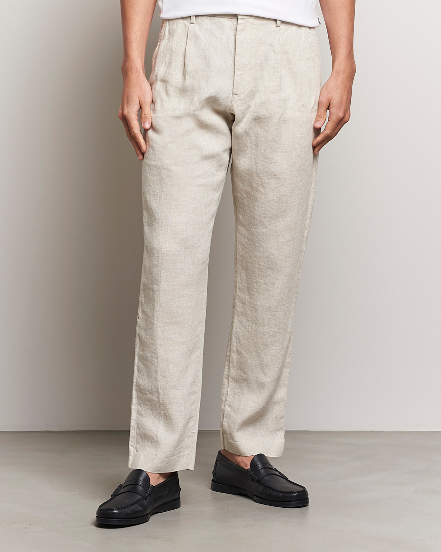 Homme | Pantalons | NN07 | Bill Pleated Linen Trousers Oat