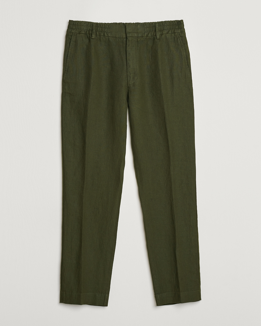 Homme | Pantalons | NN07 | Billie Linen Drawstring Trousers Rosin Green
