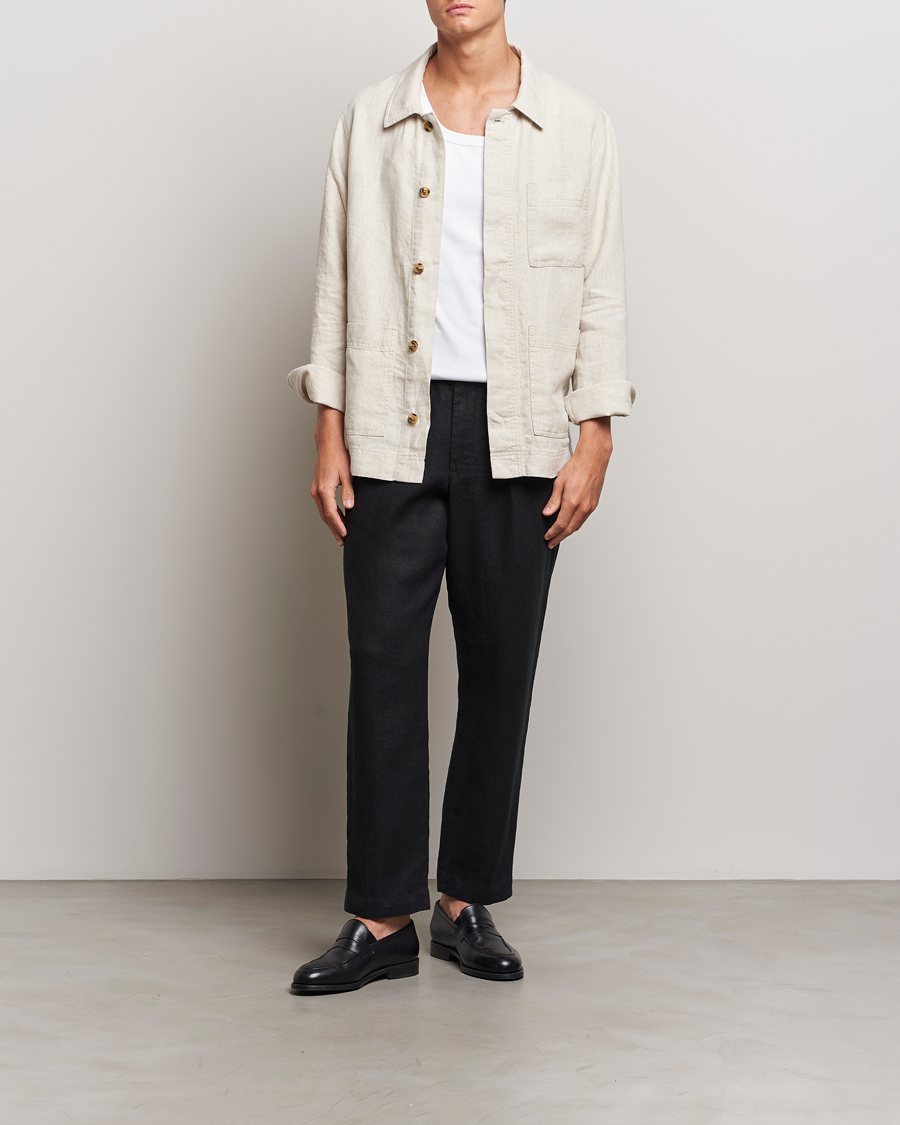 Homme | Pantalons | NN07 | Billie Linen Drawstring Trousers Black