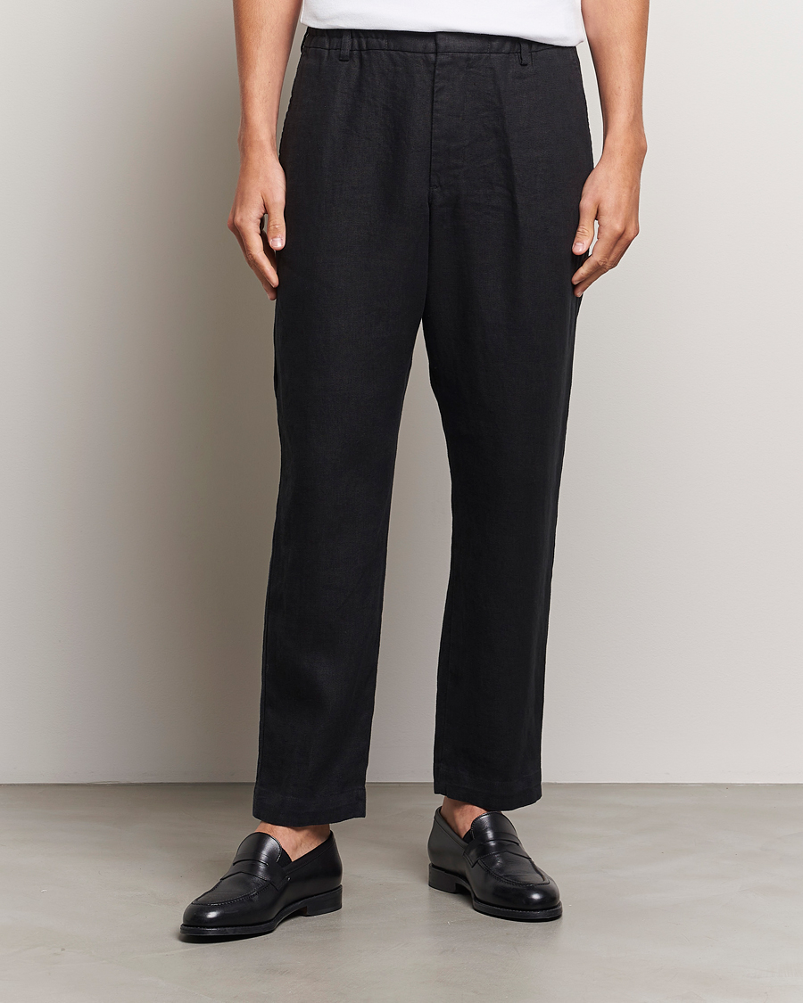 Homme | Pantalons | NN07 | Billie Linen Drawstring Trousers Black