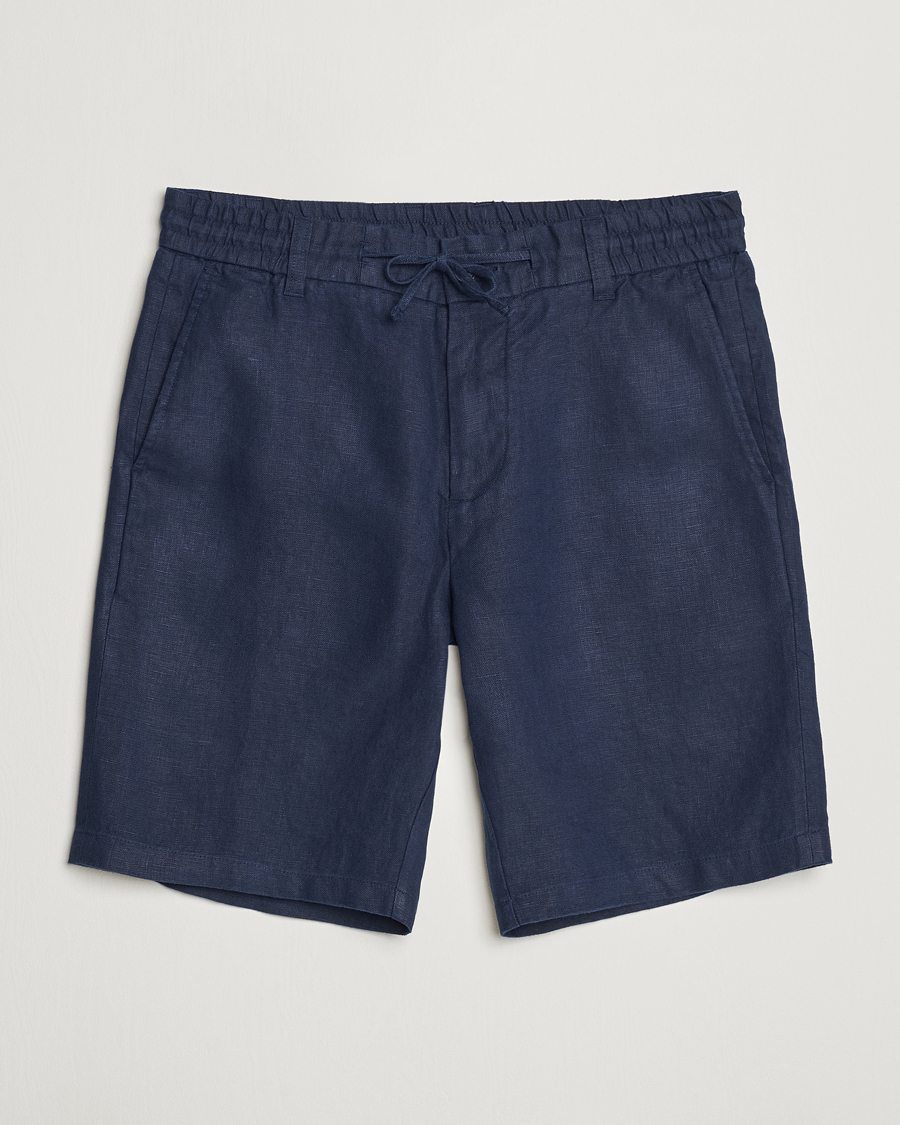 Homme | Shorts | NN07 | Seb Linen Drawstring Shorts Navy Blue