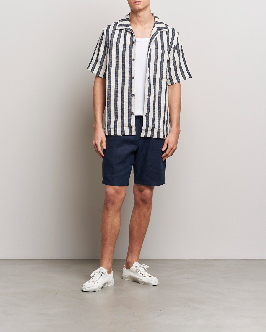 Homme | Shorts | NN07 | Seb Linen Drawstring Shorts Navy Blue