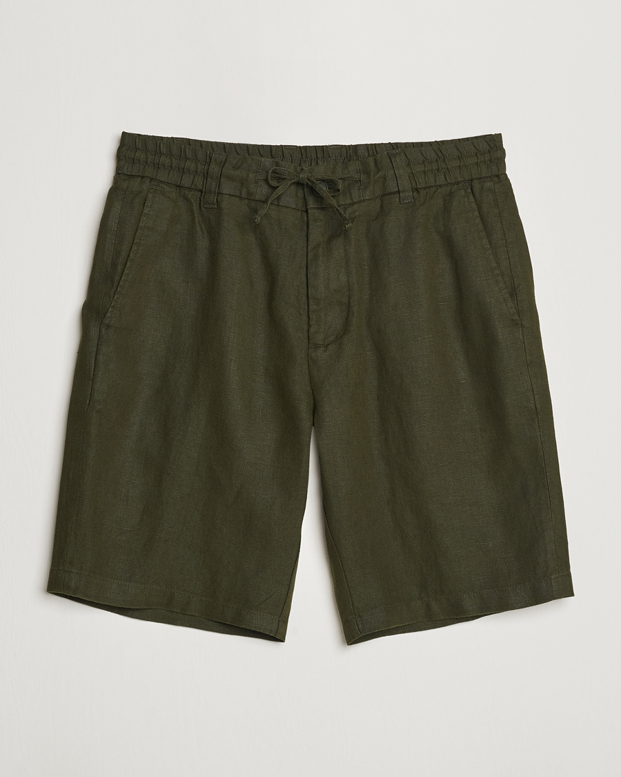 Homme | Shorts | NN07 | Seb Linen Drawstring Shorts Rosin Green