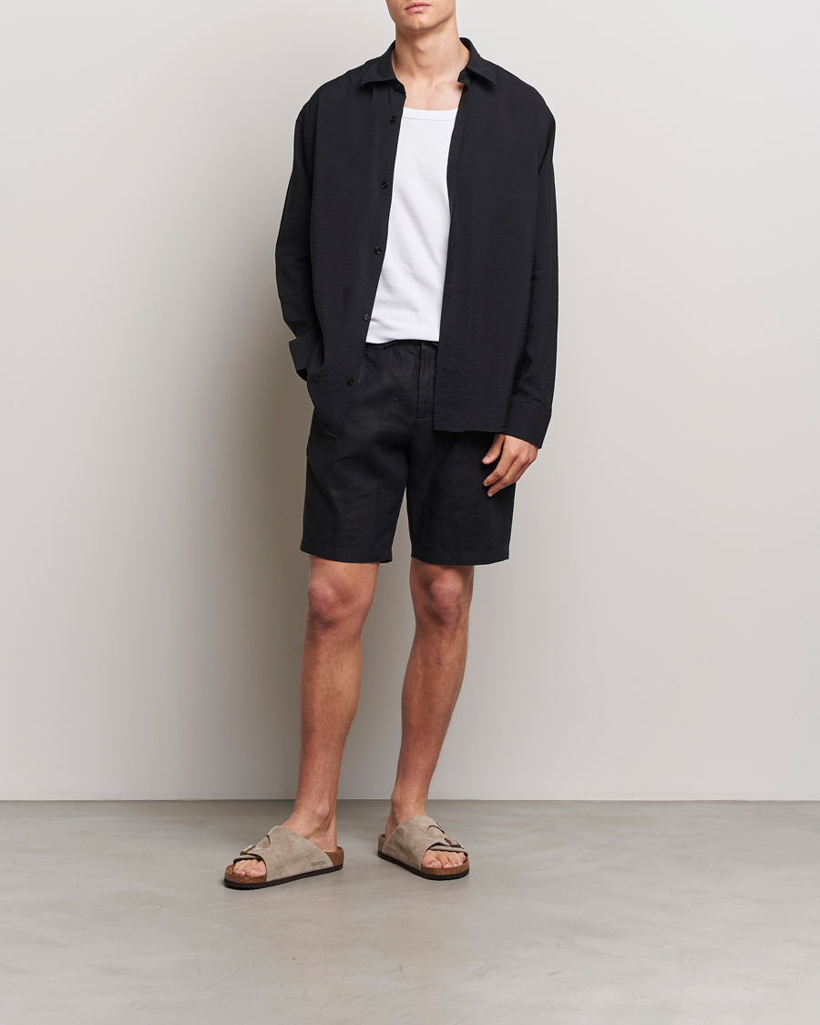 Homme | Shorts | NN07 | Seb Linen Drawstring Shorts Black