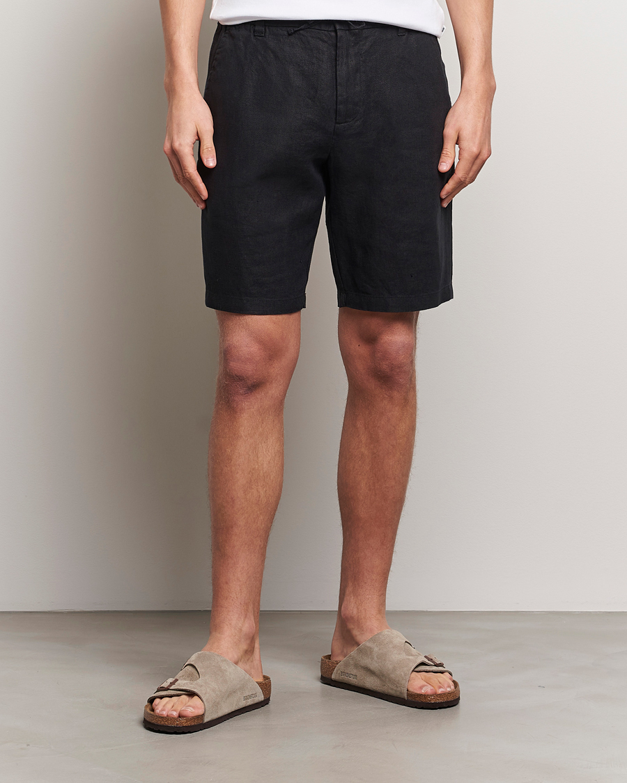 Homme | Shorts | NN07 | Seb Linen Drawstring Shorts Black