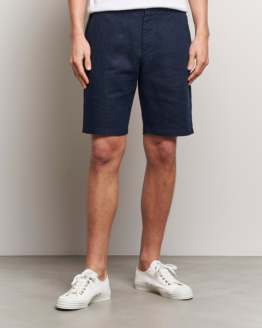 Homme |  | NN07 | Crown Linen Shorts Navy Blue