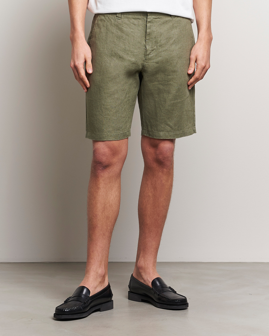 Homme | Nouveautés | NN07 | Crown Linen Shorts Lichten Green
