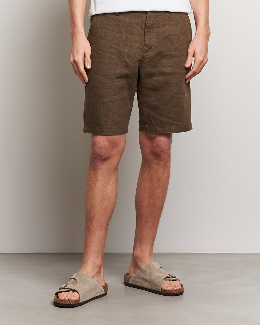 Men | Linen Shorts | NN07 | Crown Linen Shorts Cocoa Brown