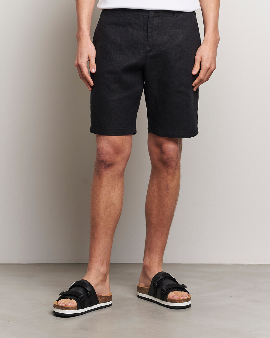 Men | Shorts | NN07 | Crown Linen Shorts Black