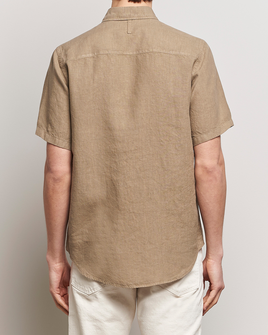 Homme | Chemises | NN07 | Arne Linen Short Sleeve Shirt Greige