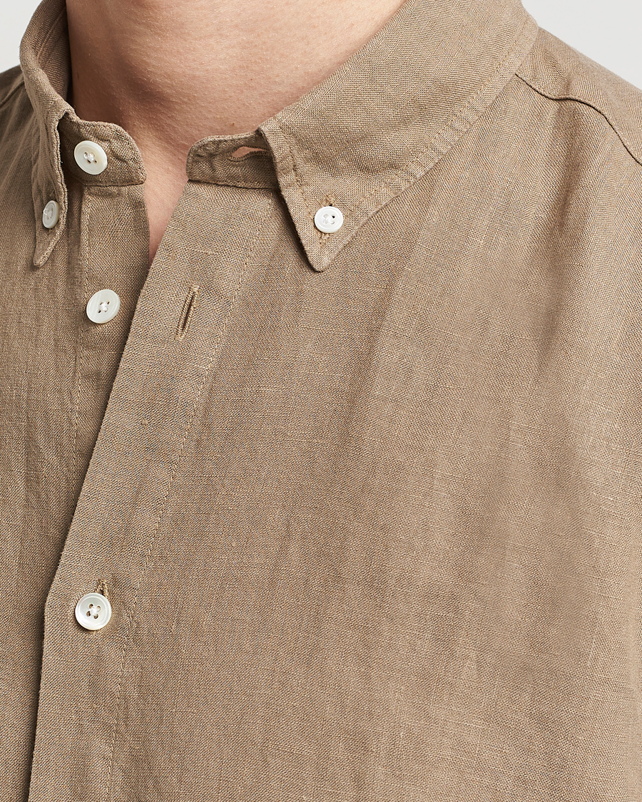 Homme | Chemises | NN07 | Arne Linen Short Sleeve Shirt Greige