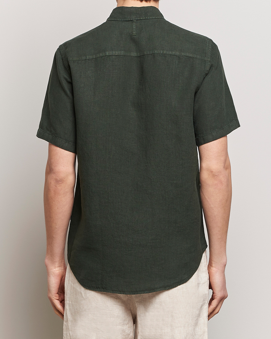 Homme | Chemises | NN07 | Arne Linen Short Sleeve Shirt Rosin Green