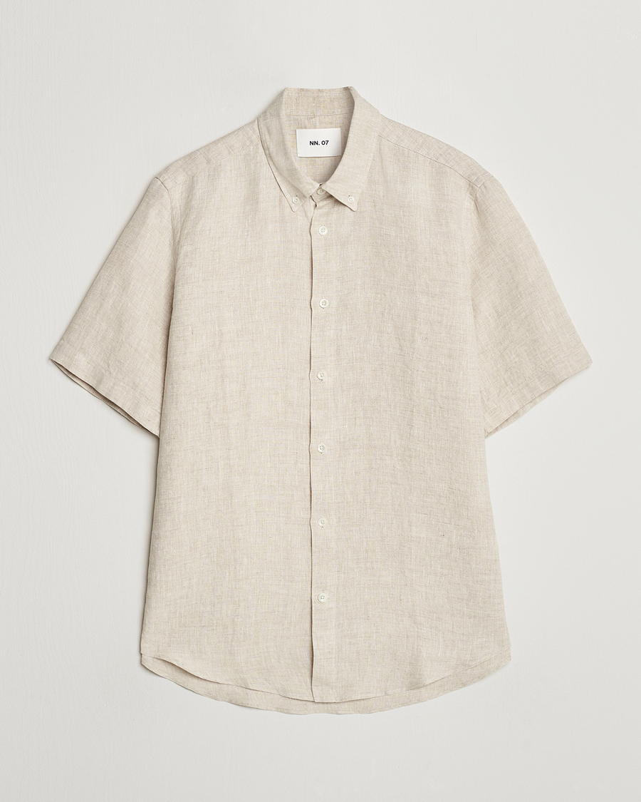 Homme | Chemises | NN07 | Arne Linen Short Sleeve Shirt Oat