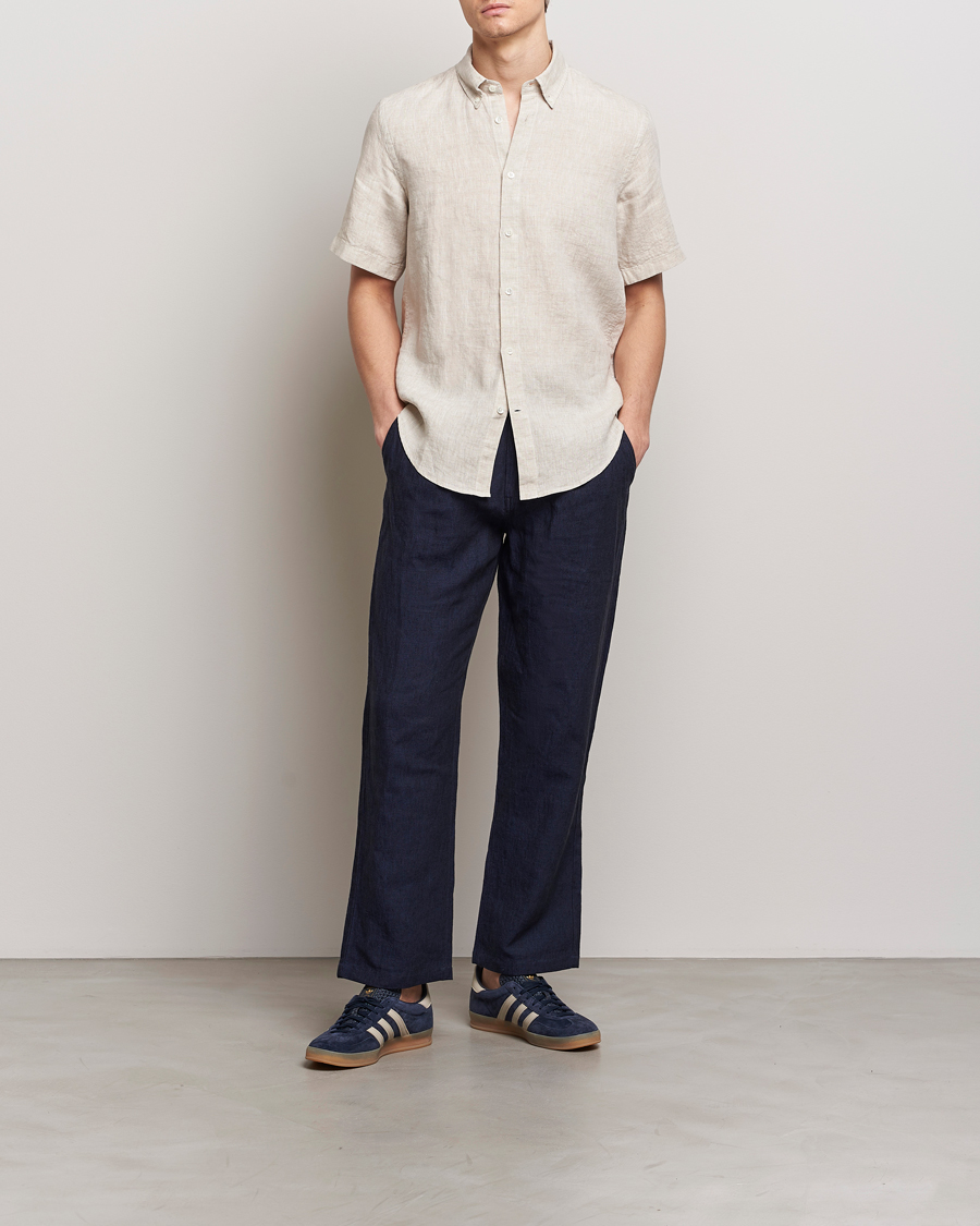 Homme | Chemises | NN07 | Arne Linen Short Sleeve Shirt Oat