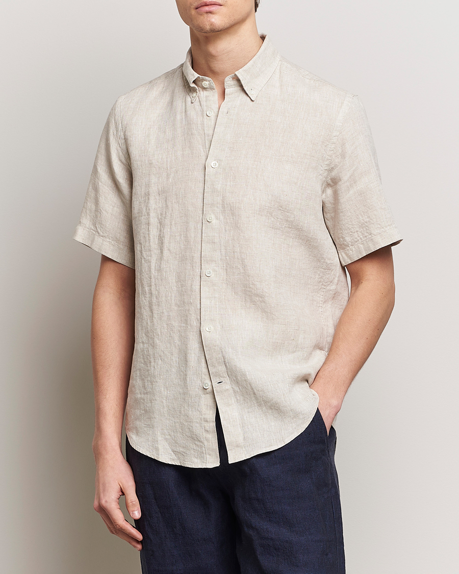 Homme | Chemises | NN07 | Arne Linen Short Sleeve Shirt Oat